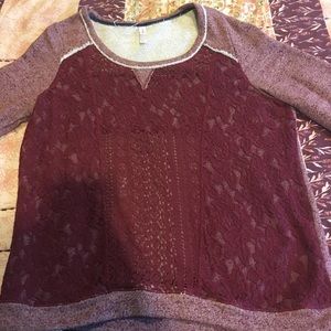 Xhiliration Boho Lace Sweatshirt - XL